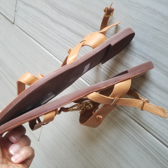 ONLY TRIED ON Tory Burch Two Band Miller Sandals Gold Logo Sling back - Picture 8 of 16